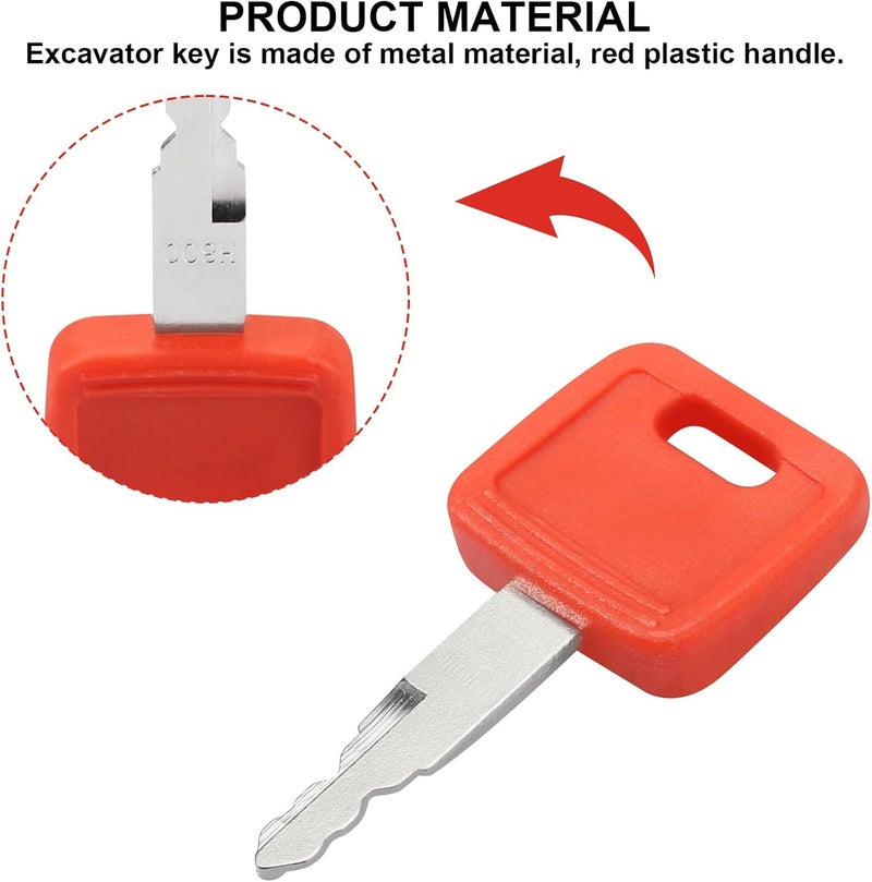 VIDABTE H800 Excavator Ignition Key, Ignition Keys for Jo-hn Deere Hita-chi Excavator Case Dozer Fiat New Ho-lland AT194969 AT147803 4286465 (12 pcs) - Image 3